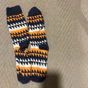 Geometric Patterned Socks - Orange, Black, White